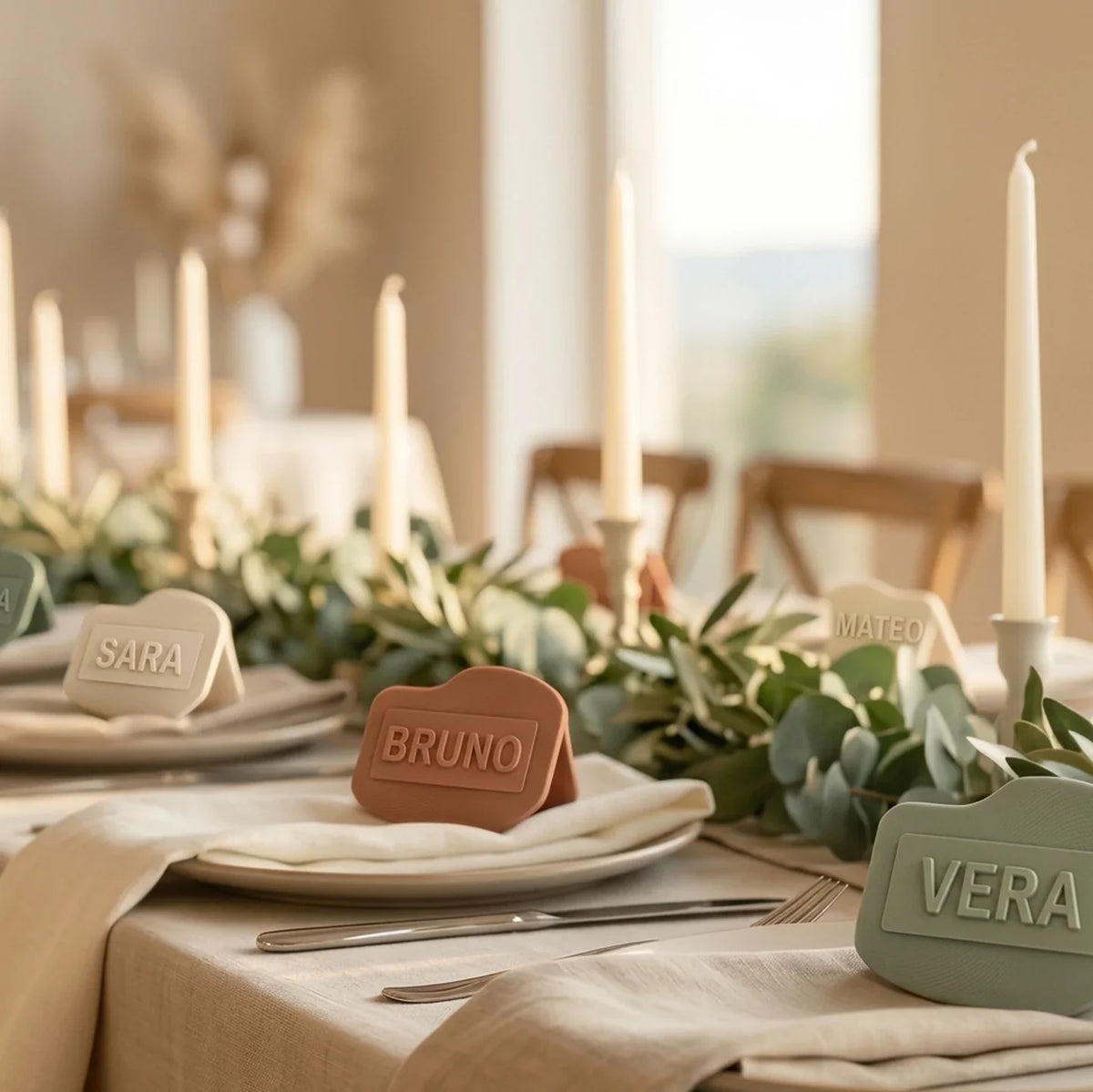 Marcasitios originales de boda con el nombre de cada invitado