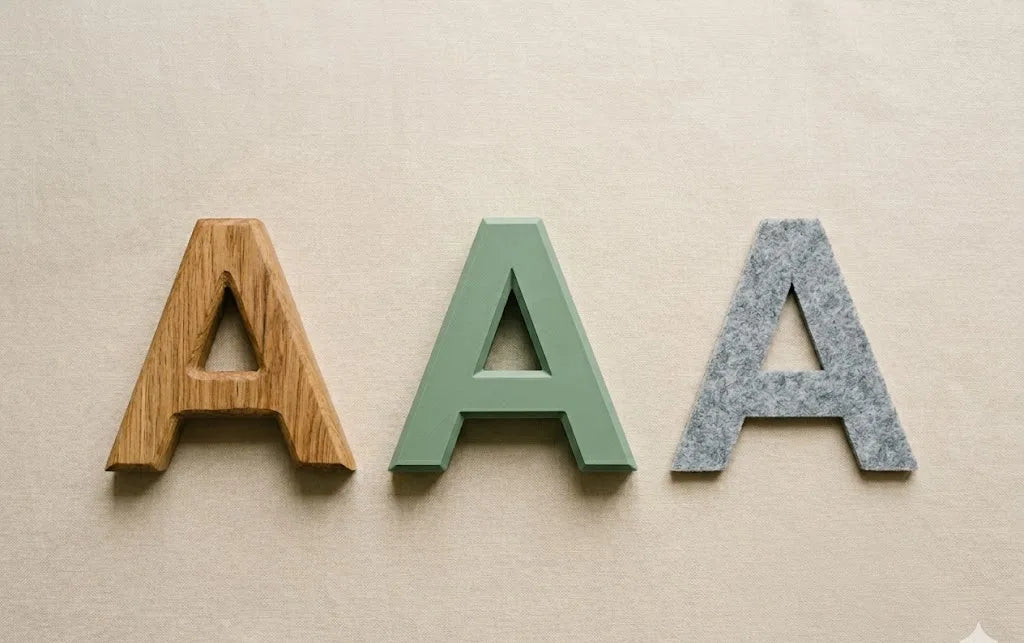 Letras nombre bebé en madera vs. otros materiales: cuál encaja en cada habitación