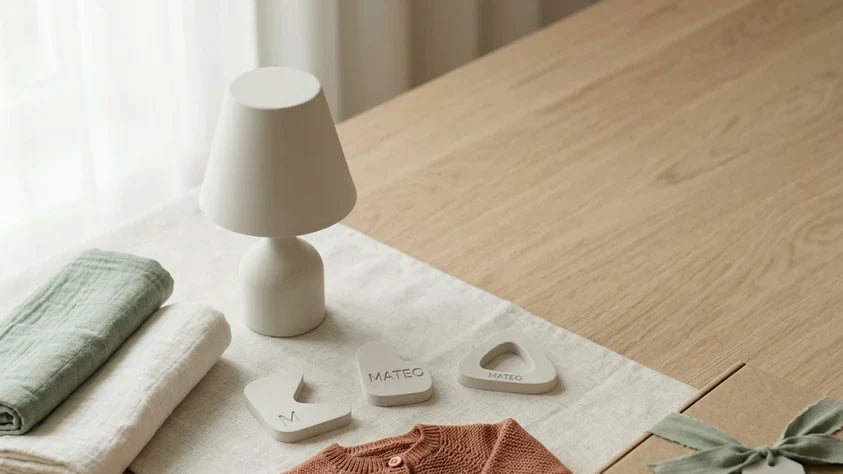 Canastilla de regalos de bebé personalizados con el nombre