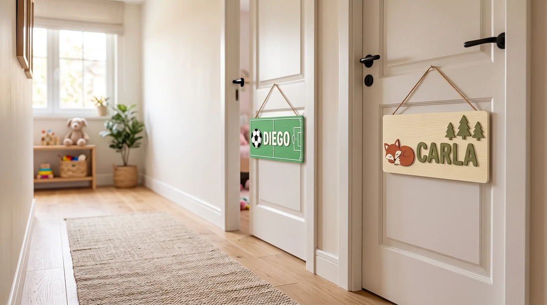 Placas com nome para porta de quarto de criança