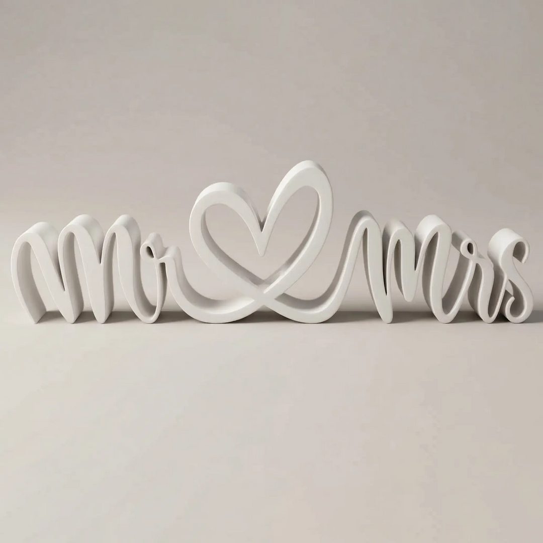 Letras Decorativas Mr &amp; Mrs con Corazón para Bodas y Evento