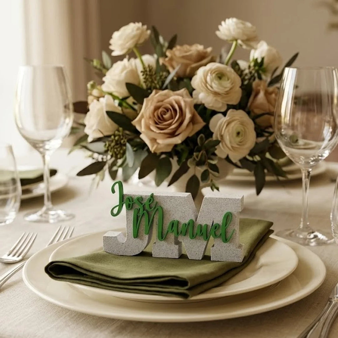 Marcasitios de mesa letra personalizada con nombre