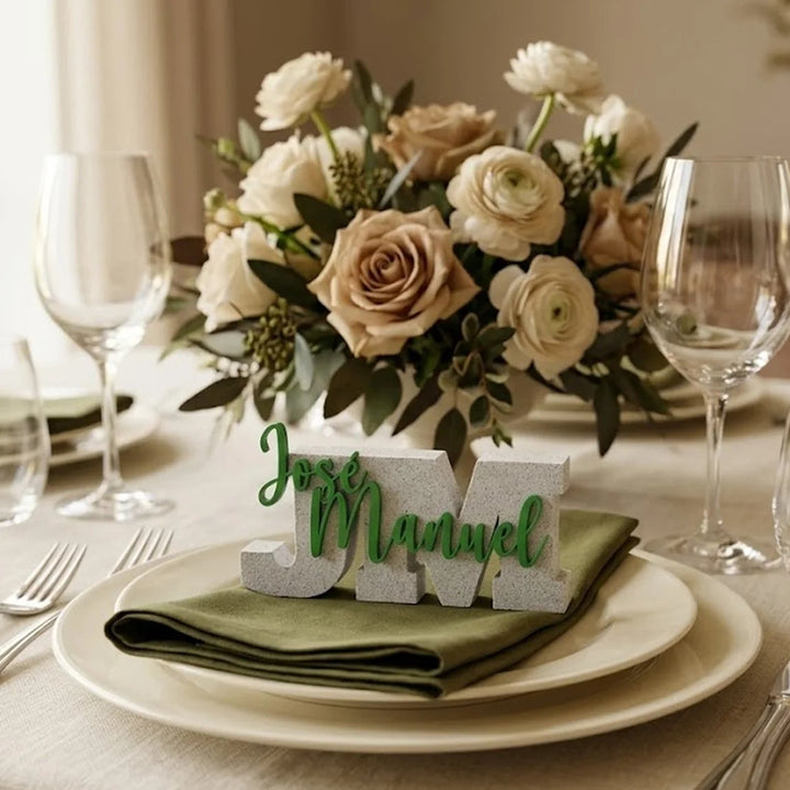 Marcasitios de mesa letra personalizada con nombre