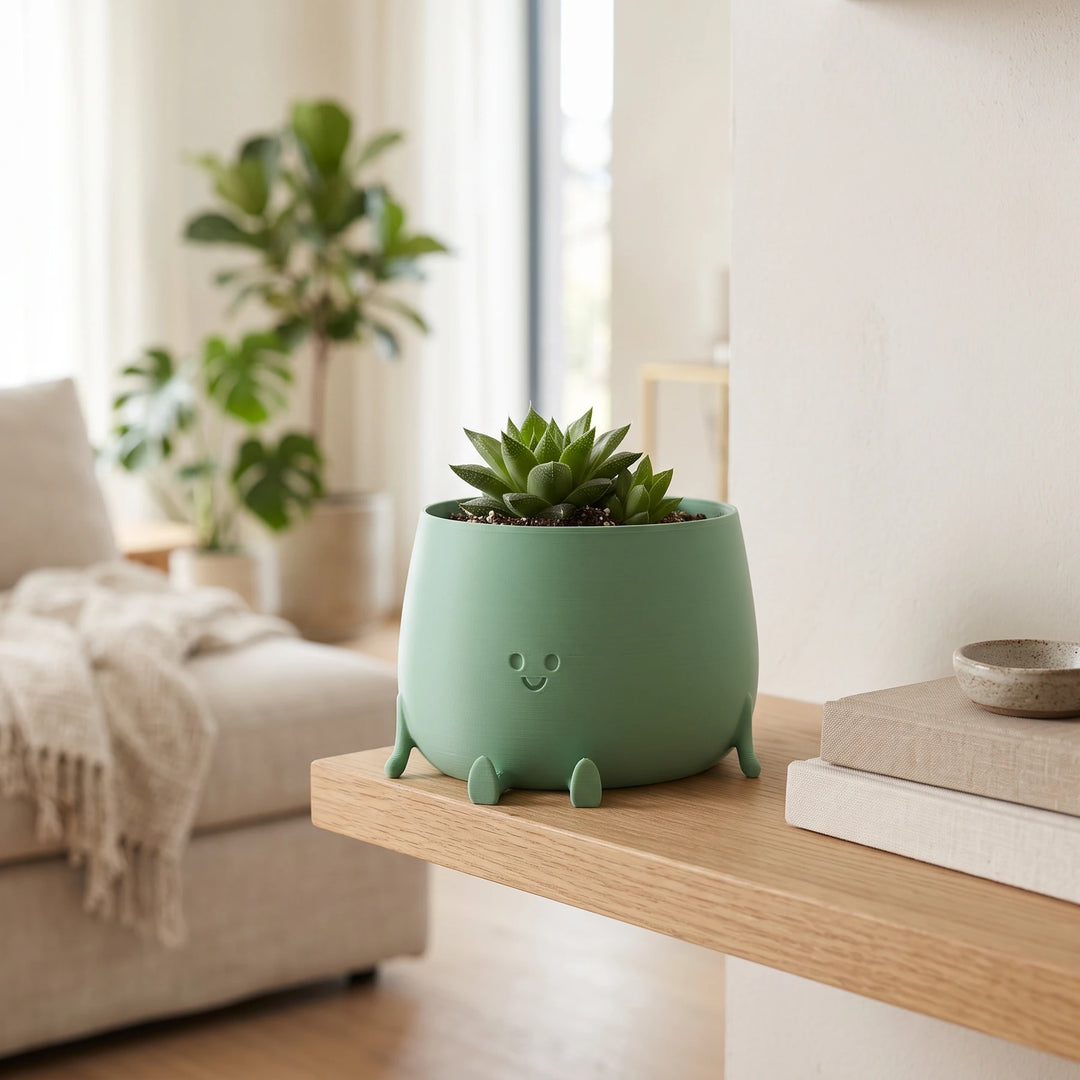 Vaso sorridente com pés e braços, design original
