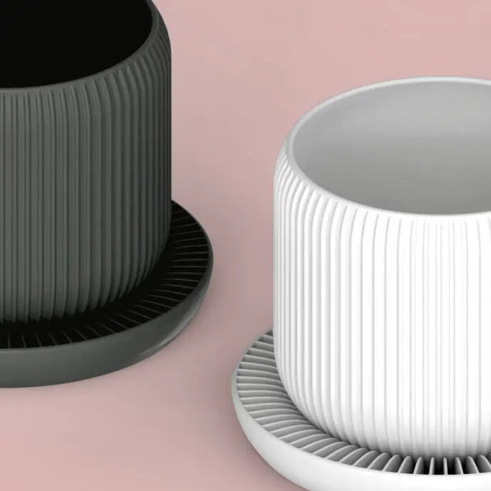 Jardinière cylindrique striée à réserve d&