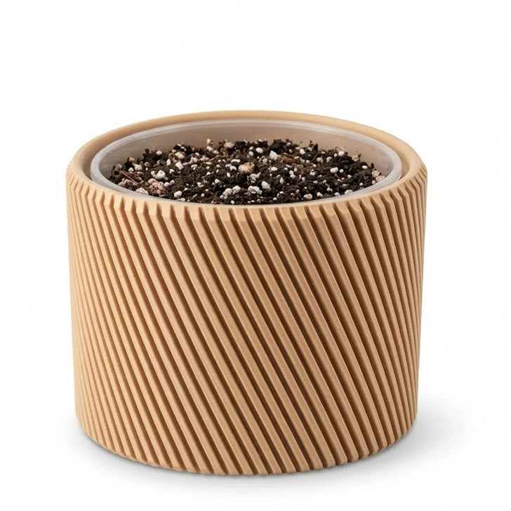 Pot de fleurs cylindrique hélicoïdal