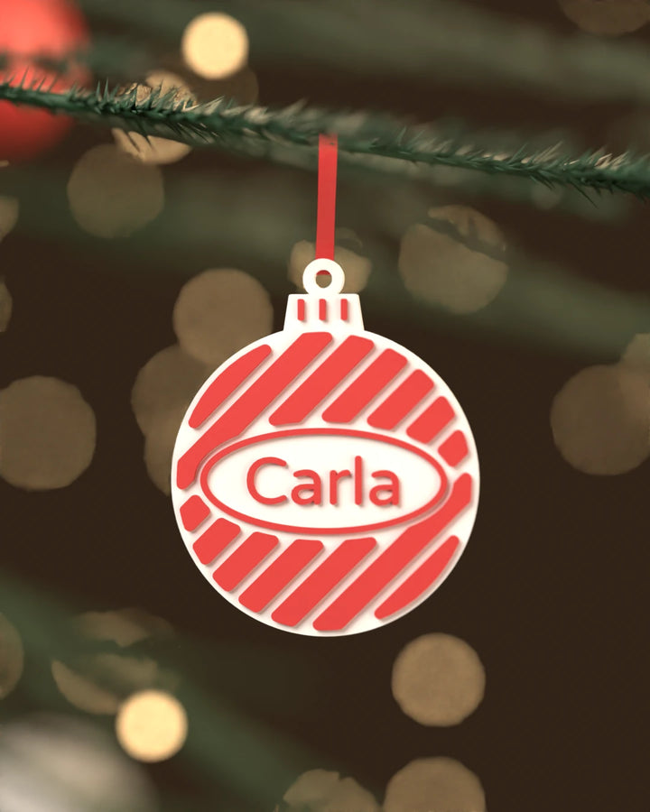 Bola de Navidad Caramelo con Nombre, adorno plano para el árbol