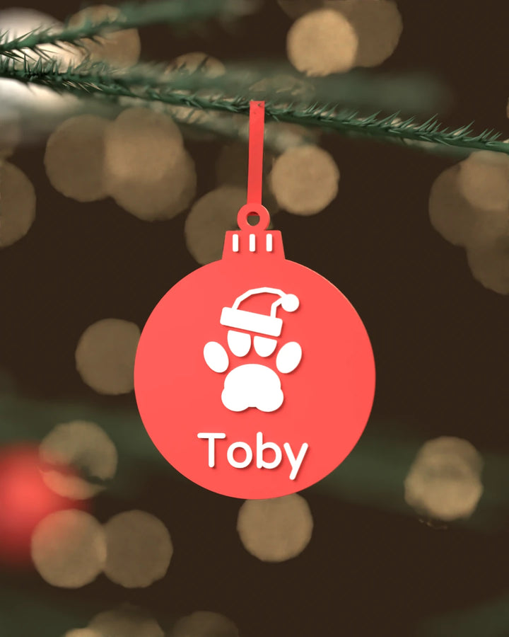 Bola de Navidad Mascota con Nombre, adorno plano para el árbol