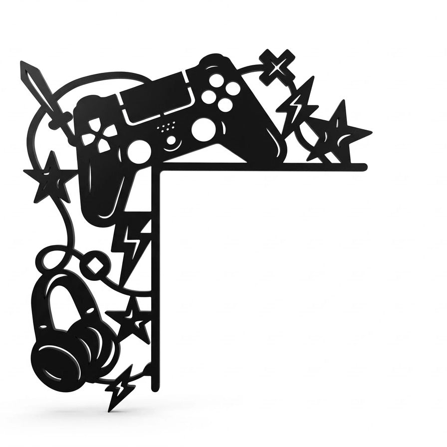 Detailansicht der dynamischen Elemente und des hochpräzisen Satin-Finishs für die Gaming-Türecken-Dekoration.