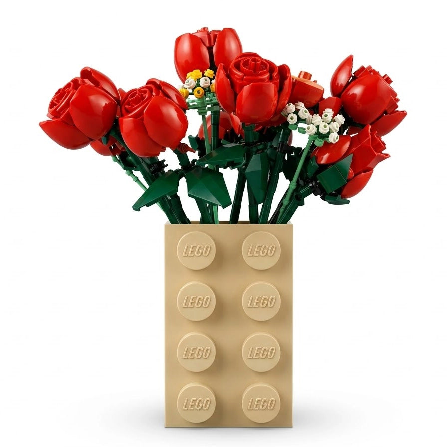 Primeiro plano da precisão geométrica e acabamento mate dos tetones superiores da jarra brick 4x2 de luxo.