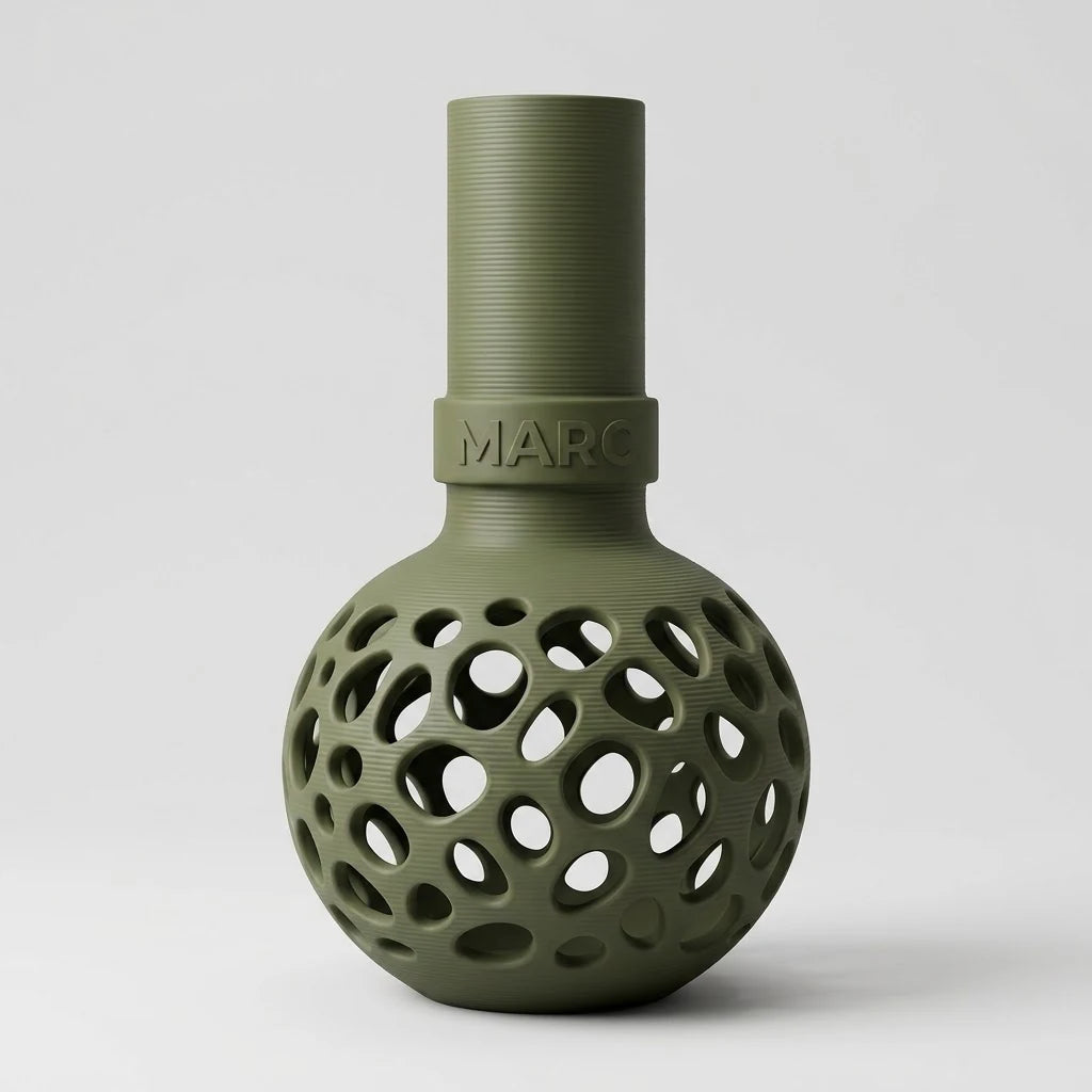 Jarrón Voronoi Bulbo con Nombre en color oliva