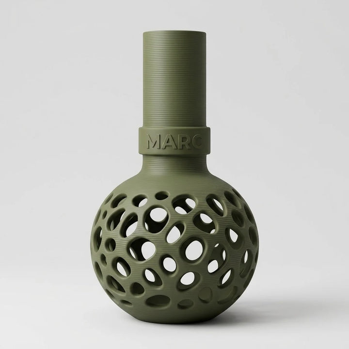 Jarrón Voronoi Bulbo con Nombre en color oliva