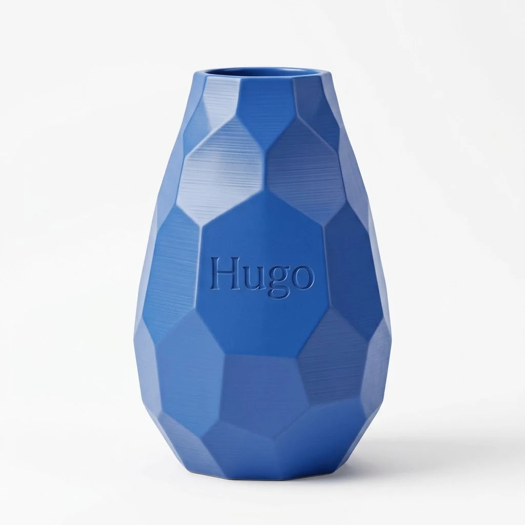 Jarrón Voronoi Faceta con Nombre en color azulón