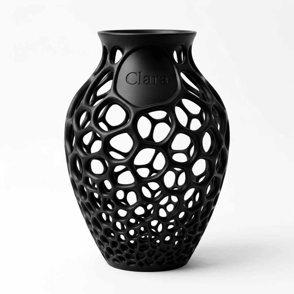 Jarrón Voronoi Gradiente con Nombre en color negro