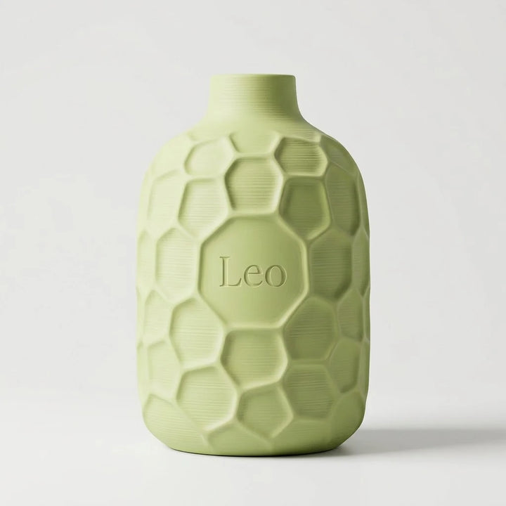 Jarrón Voronoi Relieve con Nombre en color pistacho