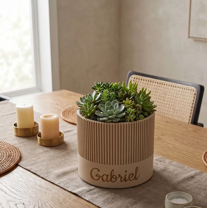 Two-Texture Planter with Personalized Name