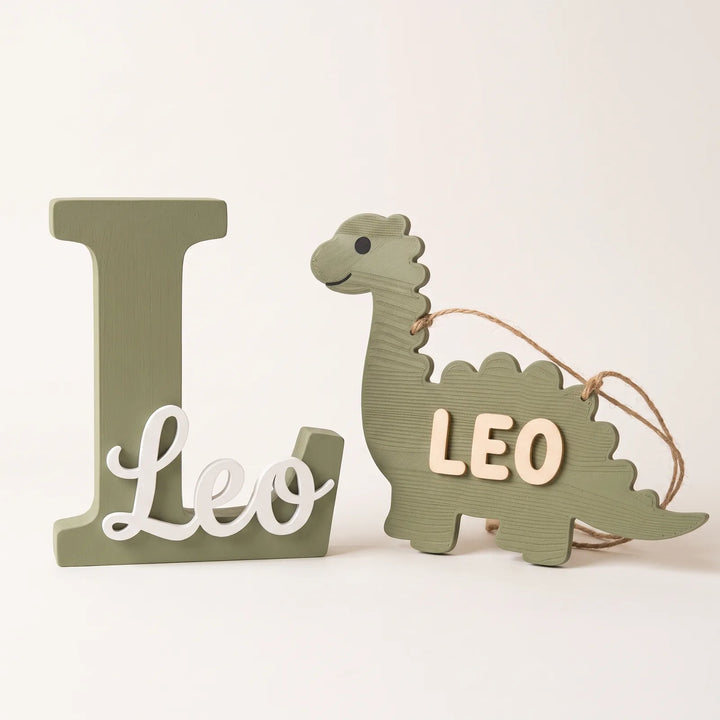Pack habitación: letra con nombre y placa de puerta dinosaurio
