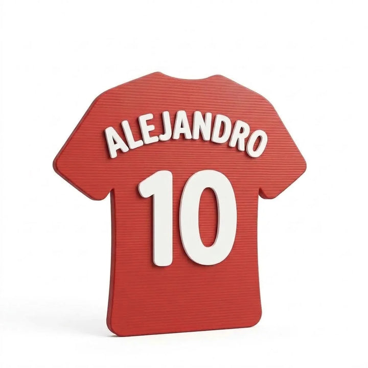 Plaque de porte chambre enfant Maillot de football avec le prénom Alejandro en relief