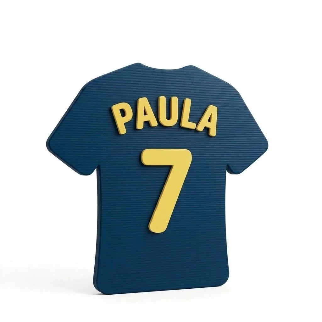 Plaque de porte enfant Maillot avec le prénom Paula, fixée par adhésif au dos