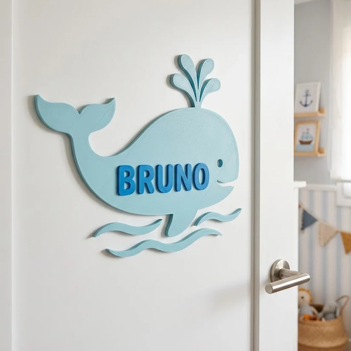 Türschild Kinderzimmer mit Namen – Wal im Ozean
